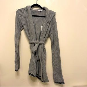 Hooded knit cardigan